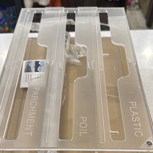 Clear Acrylic, 3 in 1 plastic wrap, tin foil, and parchment paper organizer, NWT